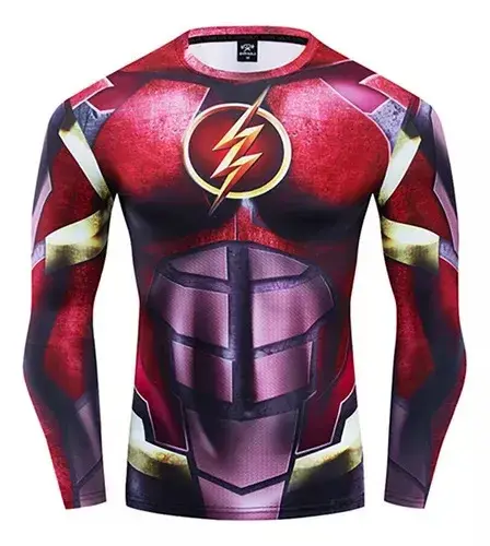 T-shirt à manches longues imprimé numérique 3D super-héros