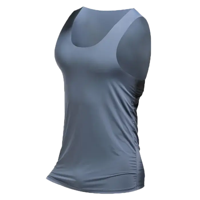 Débardeur de sport moulant sans manches en soie glacée sans couture pour homme