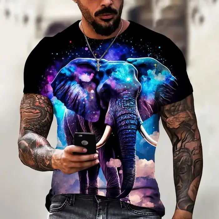 T-shirt à manches courtes imprimé animal 3D pour hommes, personnalité de la mode d'été, t-shirt Resp