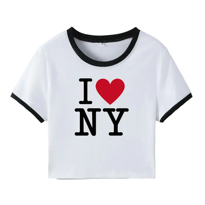 T-shirt en coton imprimé texte I Love New York pour filles