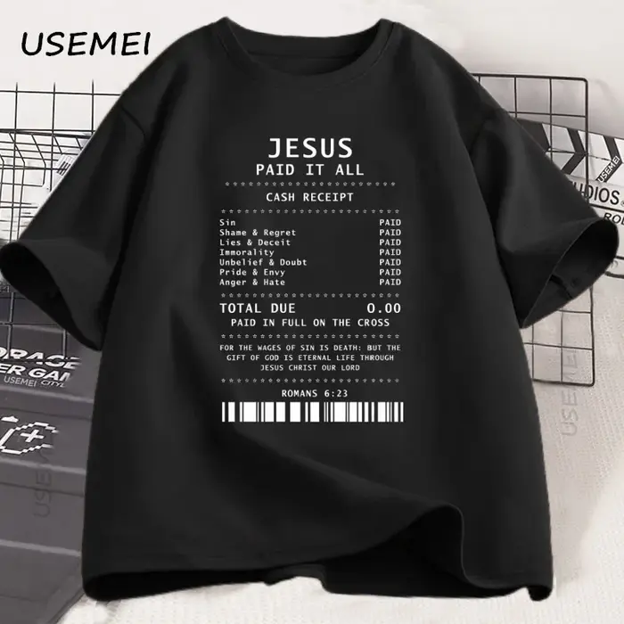 Jésus payé tout T-Shirt chrétien T-Shirt jésus m'aime T-Shirt à la mode foi religieuse t-shirts homm