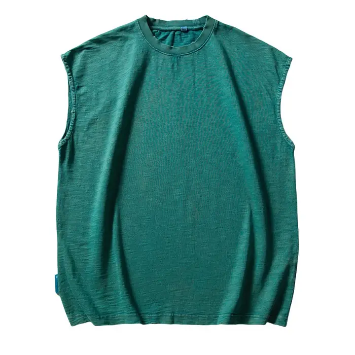 Haut à col rond Washed DistMurcia Precious pour hommes, Streetwear décontracté, été
