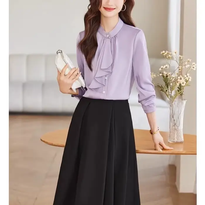 Chemise Streamer française élégante à manches longues