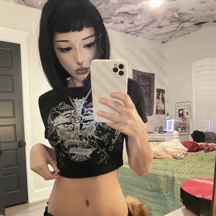 Kawaii graphique t-shirts Harajuku vêtements femme étoile fille Y2k Kitty t-shirt pour femmes 2000s hauts Emo