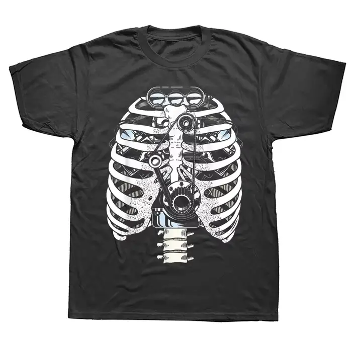 T-shirt manches courtes pour hommes, humoristique, mécanicien, ingénieur de voiture, squelette, grap