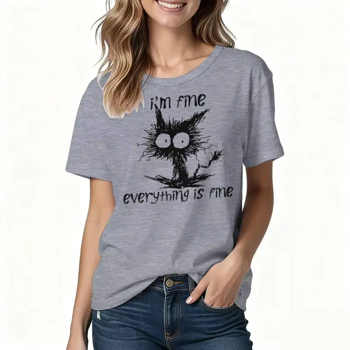 T-shirt humoristique à motif de chat