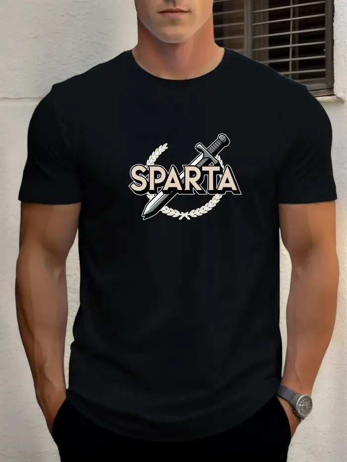 T-shirts pour hommes spartiate 100 % coton impression graphique été t-shirt col rond décontracté respirant style de rue haut quotidien