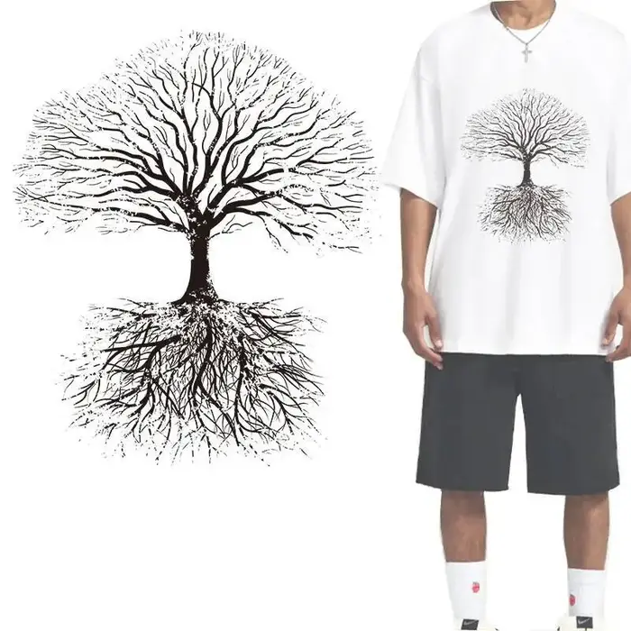 T-shirt à capuche imprimé arbre de vie pour hommes