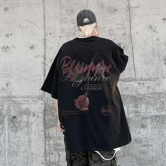 T-Shirt Gothique à Manches Courtes et Col Ras du Cou pour Homme Streetwear en Coton Respirant