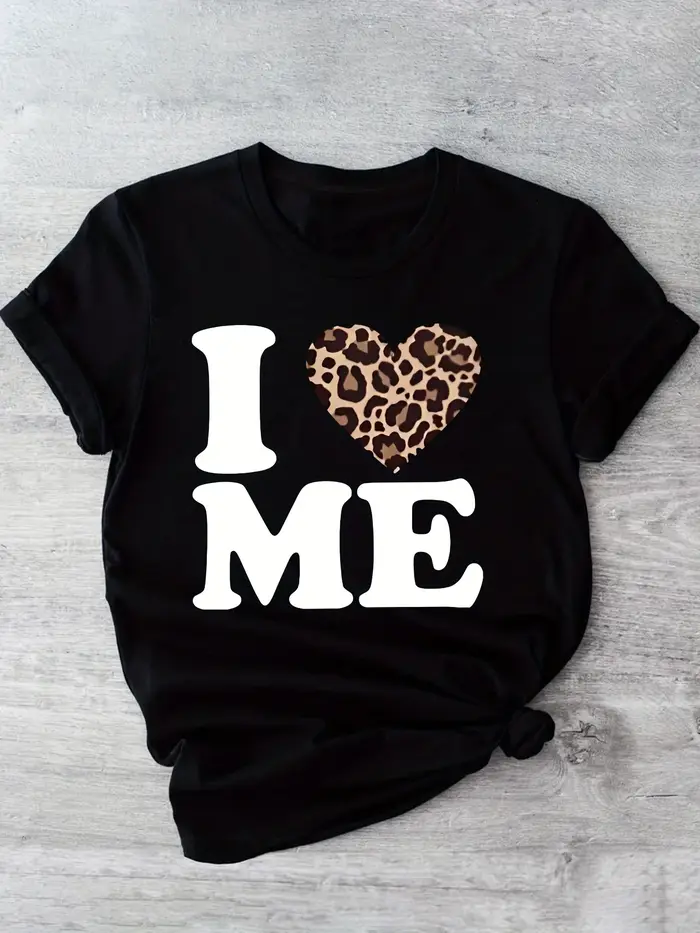 T-shirt imprimé cœur léopard I Me pour femme