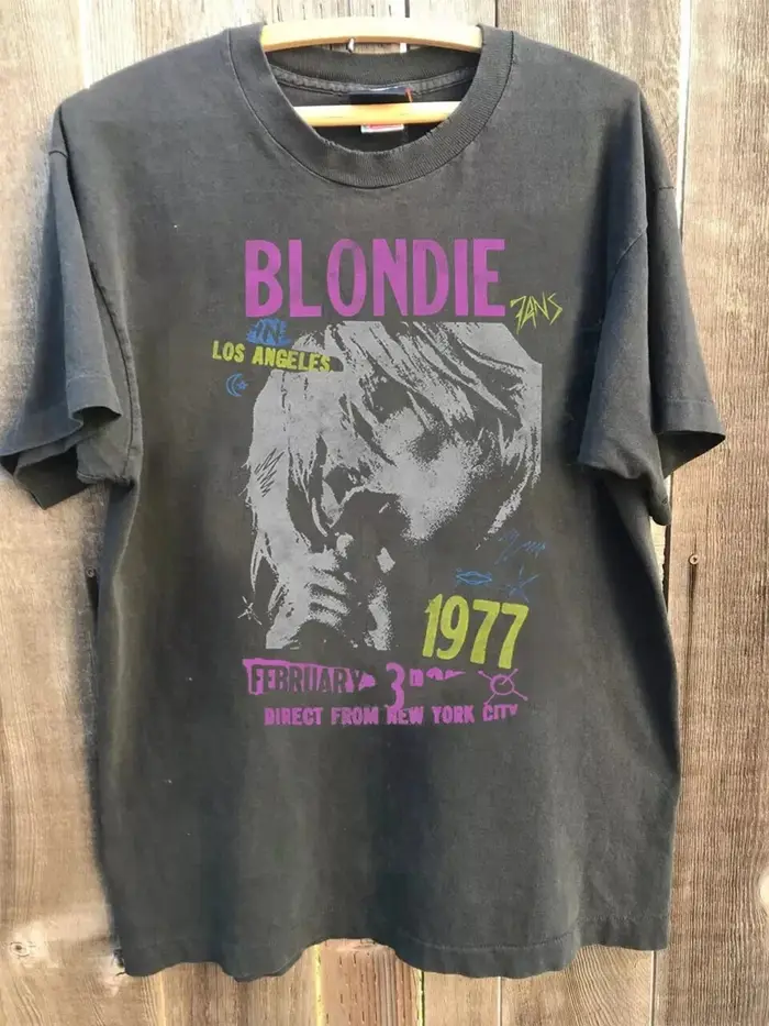 American Vintage Blondie Tour 1977 basique charbon de bois T-Shirt à manches courtes été nouvelle mode
