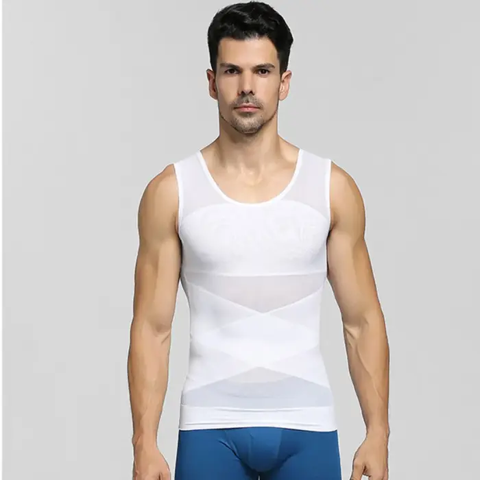 Débardeur de compression pour hommes, gaine amincissante, contrôle poitrine et ventre, pour l'entraî