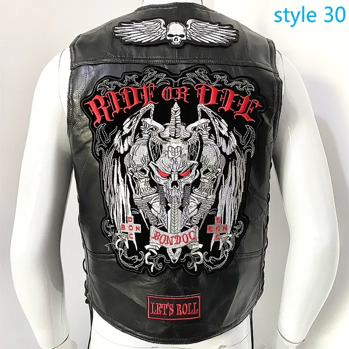 Gilet de motard en cuir pour homme