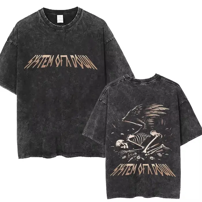 T-shirts graphiques délavés System of A Down Toxicity Album pour hommes et femmes