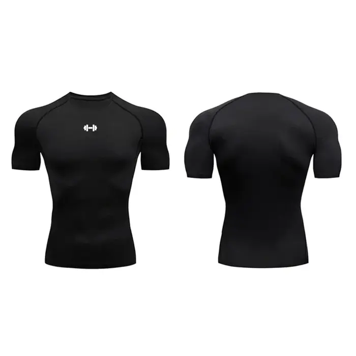 T-shirt de compression pour hommes, vêtements de sport d'été, T-shirt de course, élastique, séchage