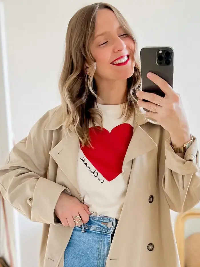 Coeur imprimé graphique T-shirt 2025 été femmes col rond manches courtes décontracté Chic T-shirts vêtements Vintage