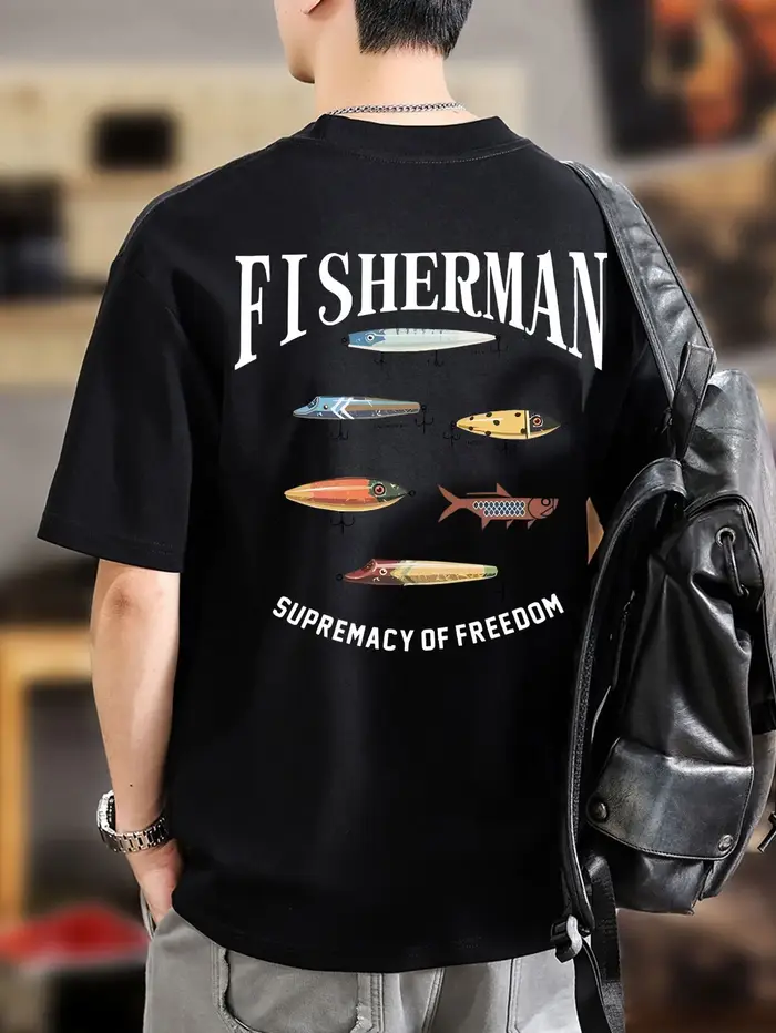 T-shirt graphique de pêche pour hommes