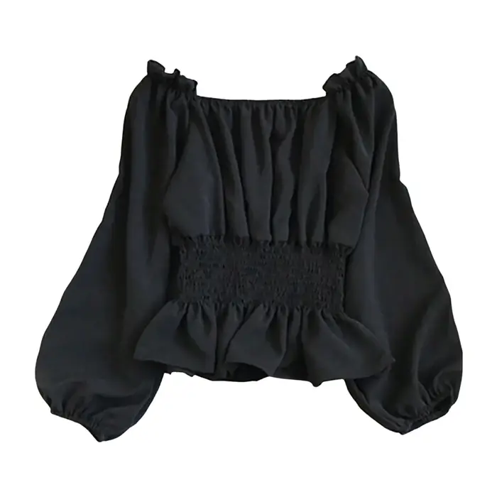 Haut élégant à manches longues pour femmes, chemise médiévale, manches cloche, épaules dénudées, chemise gothique, col tortue, Pack ру onderdelen