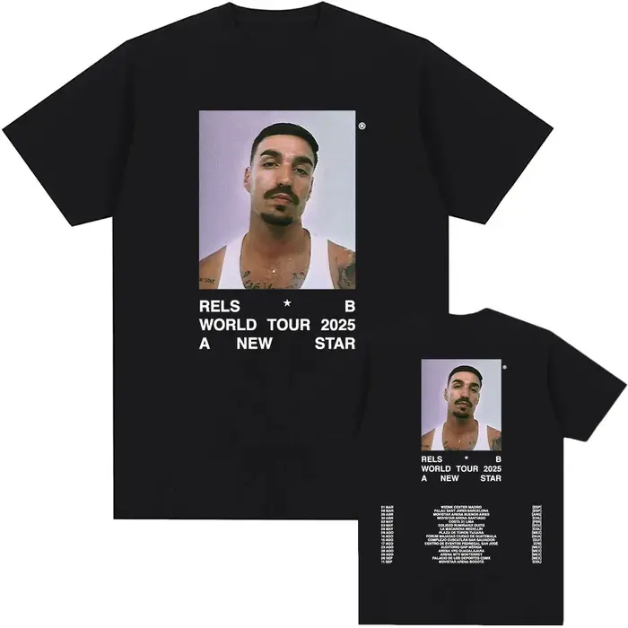 Un nouveau Star World Tour 2025 Rels B t-shirt Hip Hop unisexe Streetwear à manches courtes col rond hommes