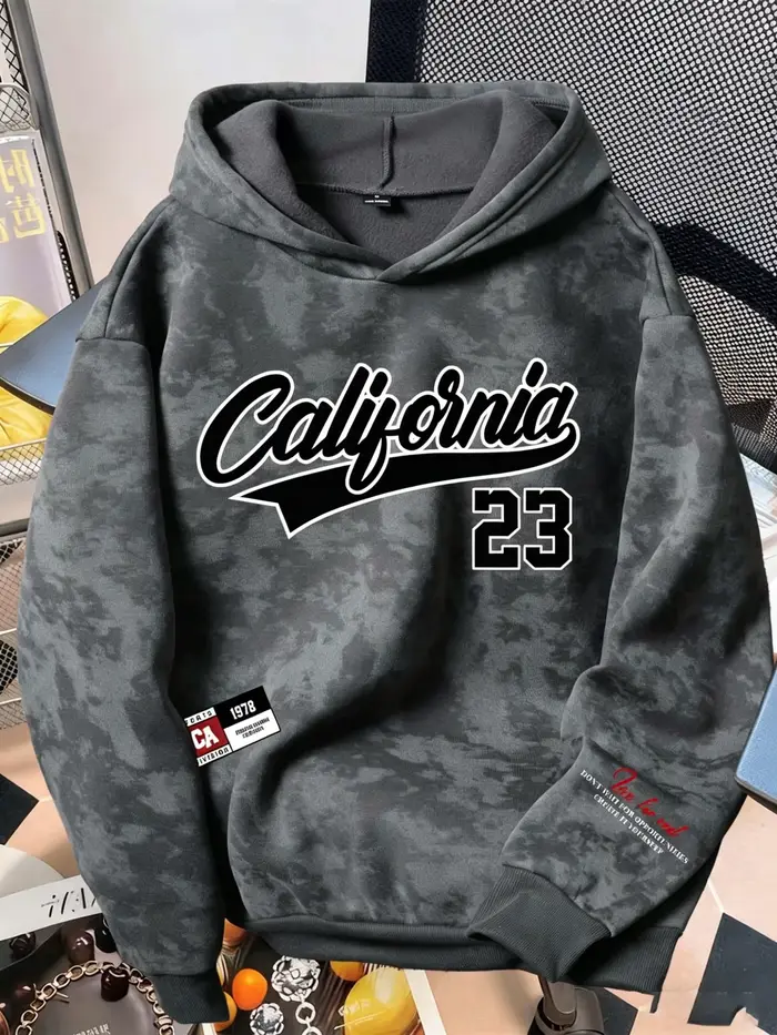 Sweat-shirt à capuche vintage délavé pour homme