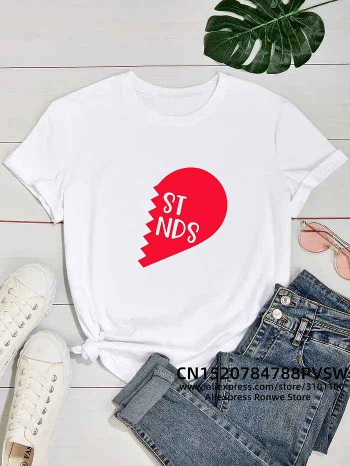T-shirt en coton en forme de cœur pour femmes
