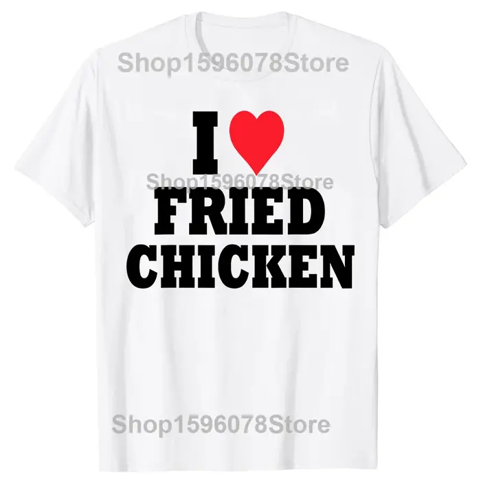 T-shirts drôles « I Love Fried Chicken » pour hommes et femmes, t-shirt décontracté tendance, 100% c