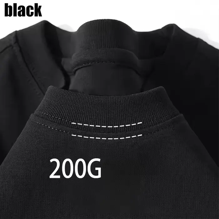 T-shirt à manches courtes en coton épais bleu marine 200g