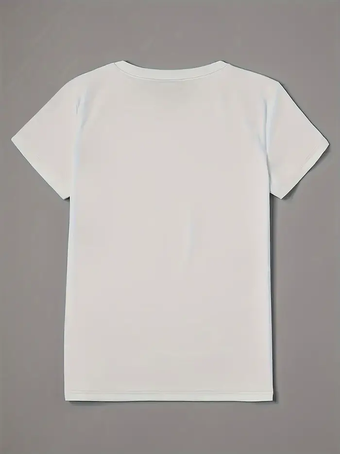 T-shirt décontracté à col rond et manches courtes, motif cœur léopard blanc « Love »
