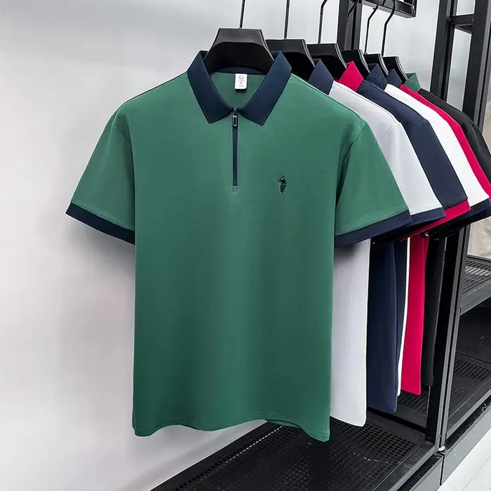Marque haut de gamme Pony brodé chemise de polo à manches courtes mode respirant hommes décontracté demi-fermeture