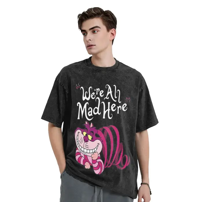 Humor Virtuoso Delicate Eye Magic Nice Cheshire Cat We are All Mad Here T-shirt à manches courtes pour chat