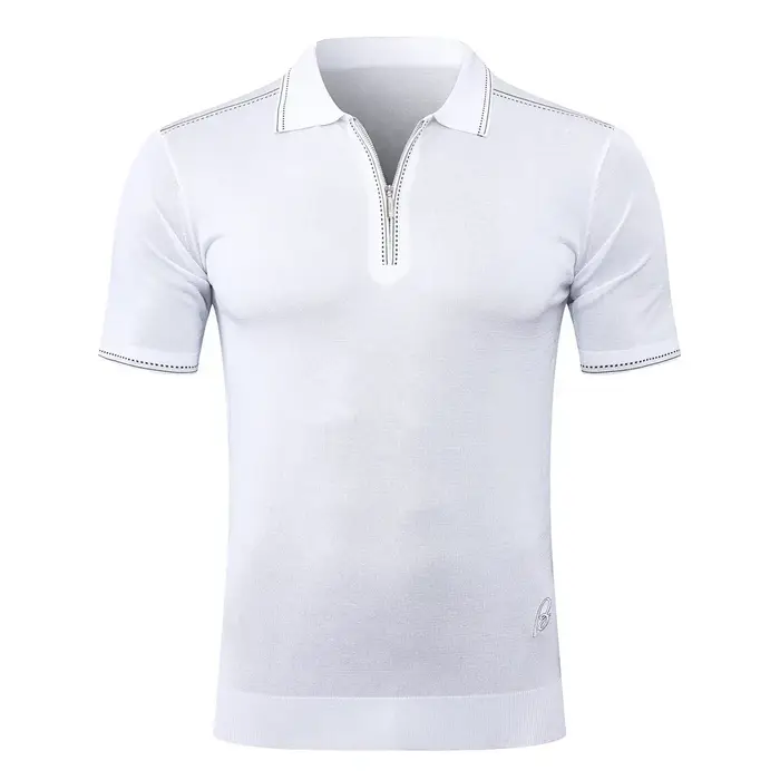 BILLIONAIRE BLSK CPRT polo soie hommes 2026 nouvelle couleur unie élastique à manches courtes mince extérieur fermeture éclair qualité grande taille M-5XL