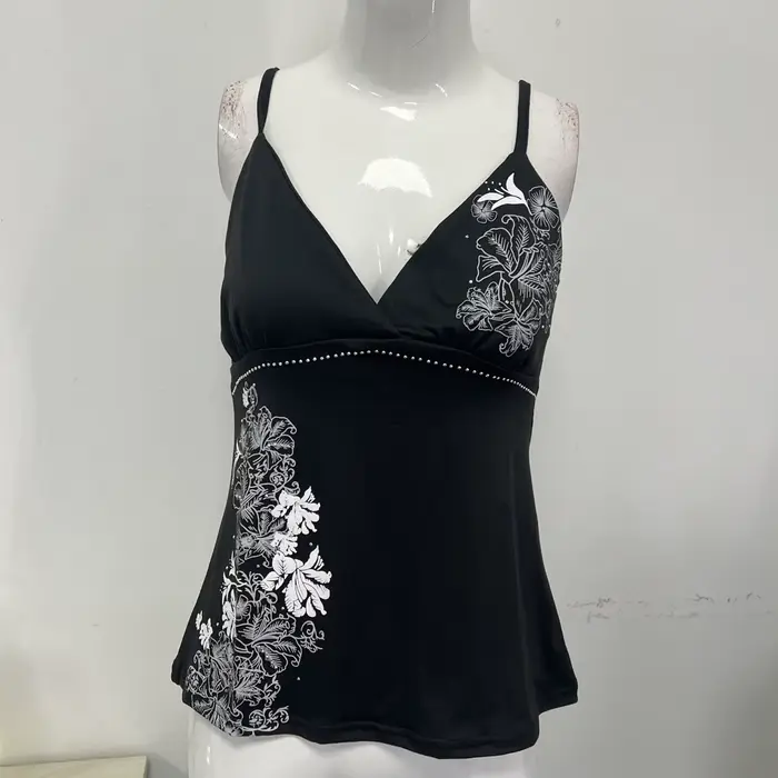 Y2K Vintage noir hauts à bretelles femmes Harajuku fleur graphique imprimé Rivet Mini Camis coton go
