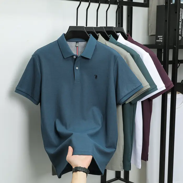 Été hommes de luxe marque Swing Spurs brodé polo shirt 100% coton anti-rides respirant peau amiable affaires Casual Top