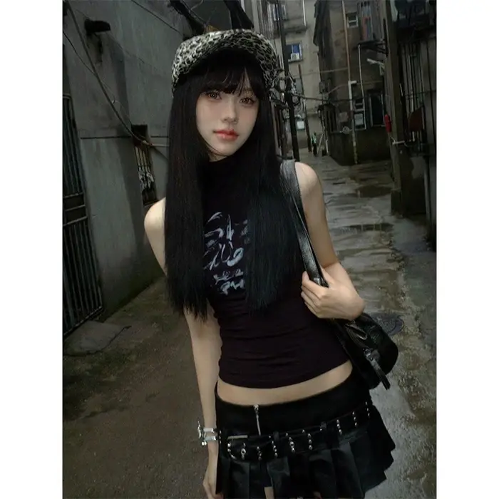 Tonngirls Y2k Vintage débardeurs femmes sans manches imprimé graphique hauts Streetwear années 2000