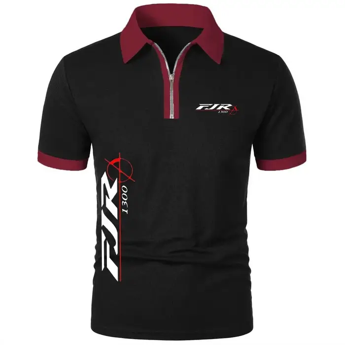 Polos FJR 1300 moto fermeture éclair revers hauts t-shirt Simple confortable léger à manches courtes