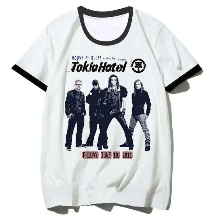 T-shirt Tokio Hotel pour adolescents, streetwear graphique des années 2000, vintage, harajuku, haut coloré, rétro, tendance, graphique, confortable, pastel