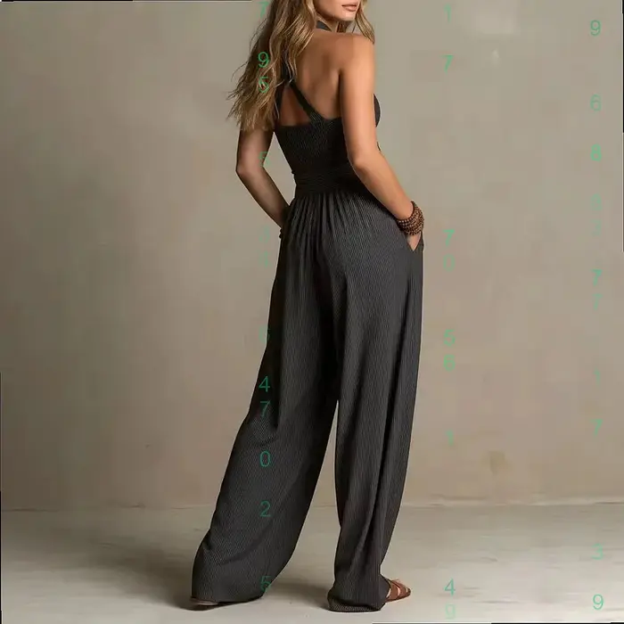 Combinaison sans manches à col halter, ensemble assorti printemps-été