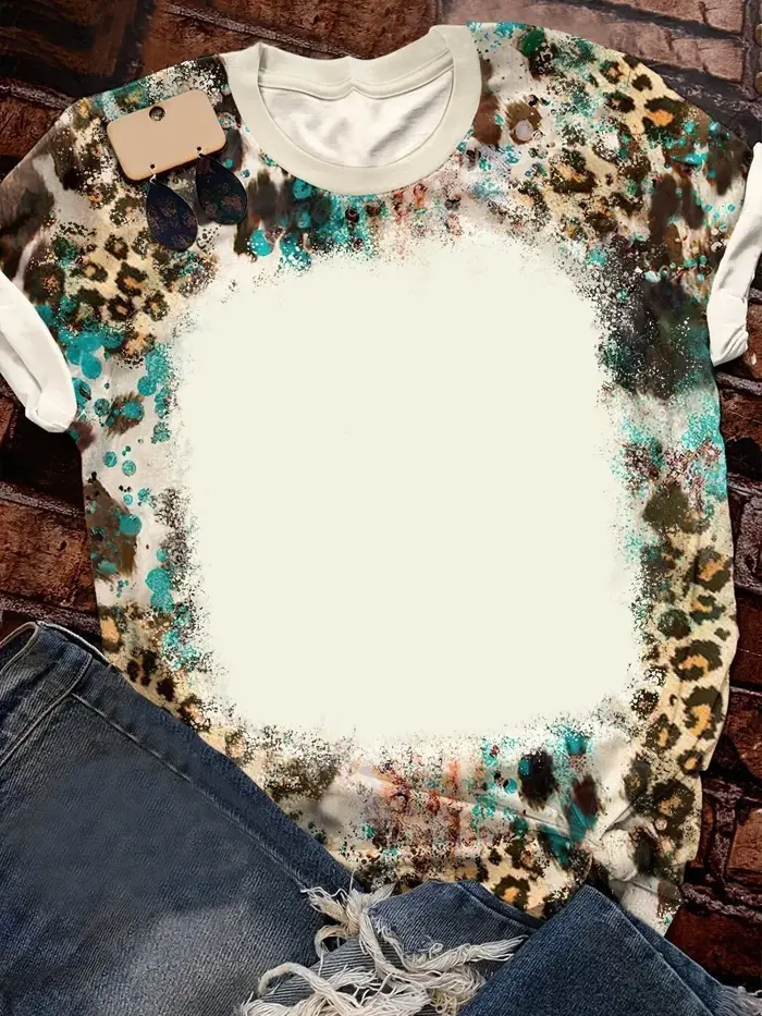 T-shirt à manches courtes en polyester pour sublimation, tee-shirt à la mode Tiedye, transfert therm