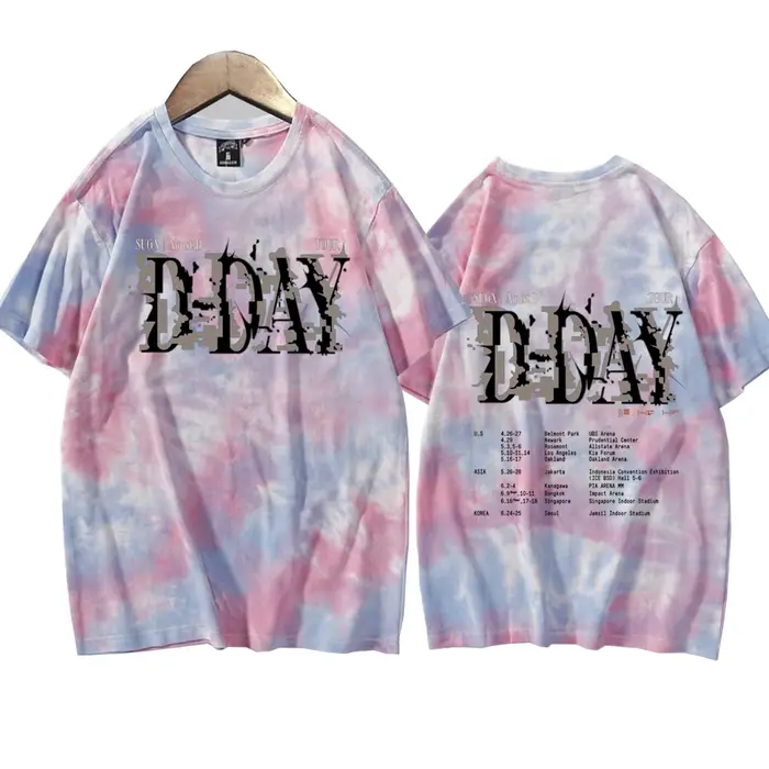 Suga Agust D Tour Tie Dye chemises unisexe col rond manches courtes musique populaire T-Shirt Fans c