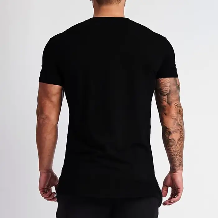 Nouvelle mode col en v T-shirt hommes coton coupe ajustée à manches courtes