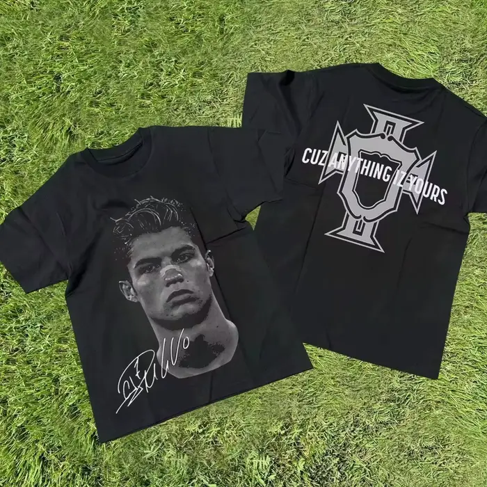 T-shirt imprimé avec les portraits des superstars du football Cristiano Ronaldo, Neymar, Lionel Mess