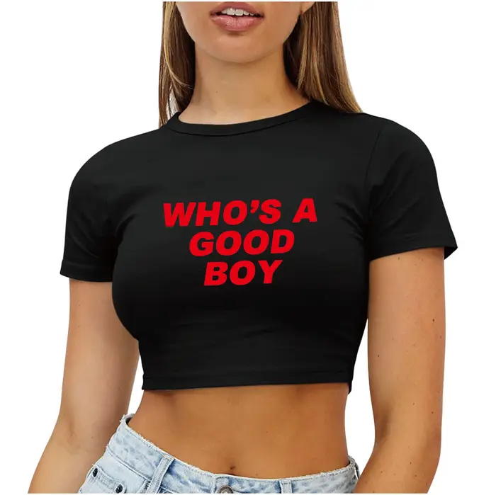 Qui est un bon garçon haut court Y2K bébé T-Shirt filles été coton chemise courte à manches courtes femmes