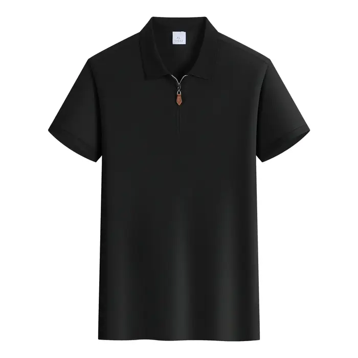 Polo à manches courtes pour homme, col zippé, couleur unie, coupe ajustée, respirant, décontracté, p