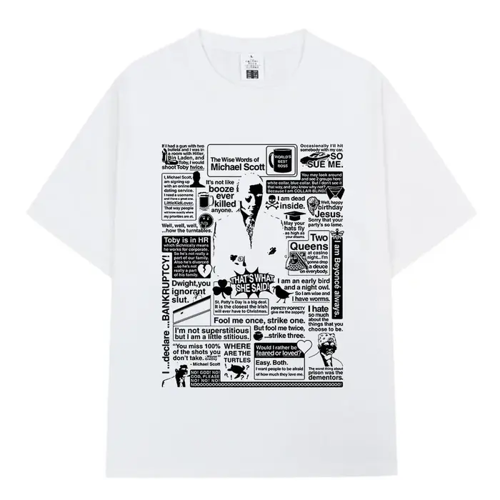 Les mots sages de Michael Scott hommage le bureau T-shirt série TV Dwight Schrute Jim Halpert T-Shirts surdimensionnés à manches courtes
