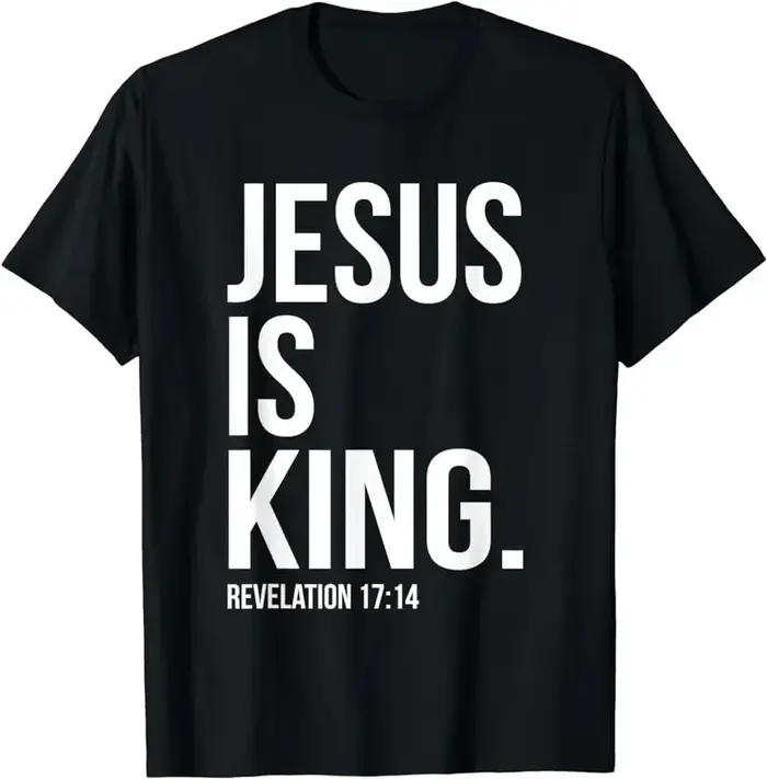 T-shirt classique à manches courtes pour hommes et femmes, style chrétien, Jésus est le roi, verset 