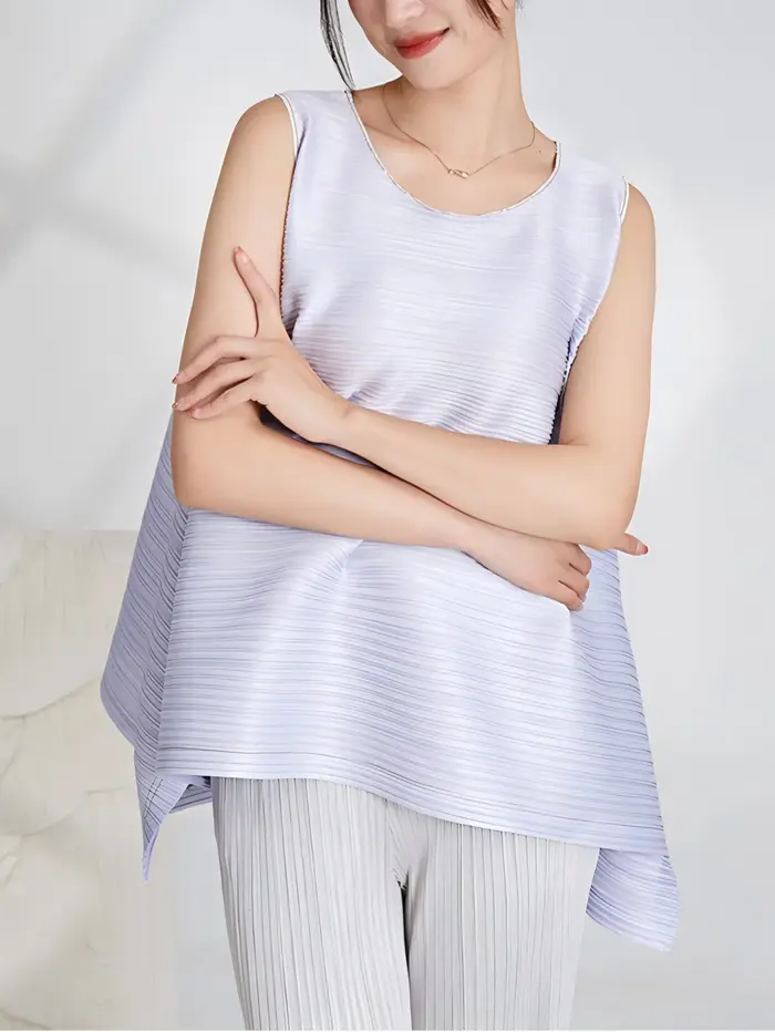 T-shirt de maternité grande taille Miyake, nouveau style d'été, décontracté et tendance, sans manche