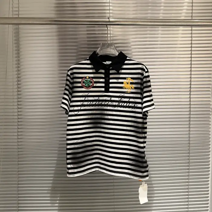 Soiled Stripe PROTOCOL Embroidery Warhorse T-shirt et Polos Homme Femme Noir Rouge Manches Courtes Haute Qualité à Col Revers