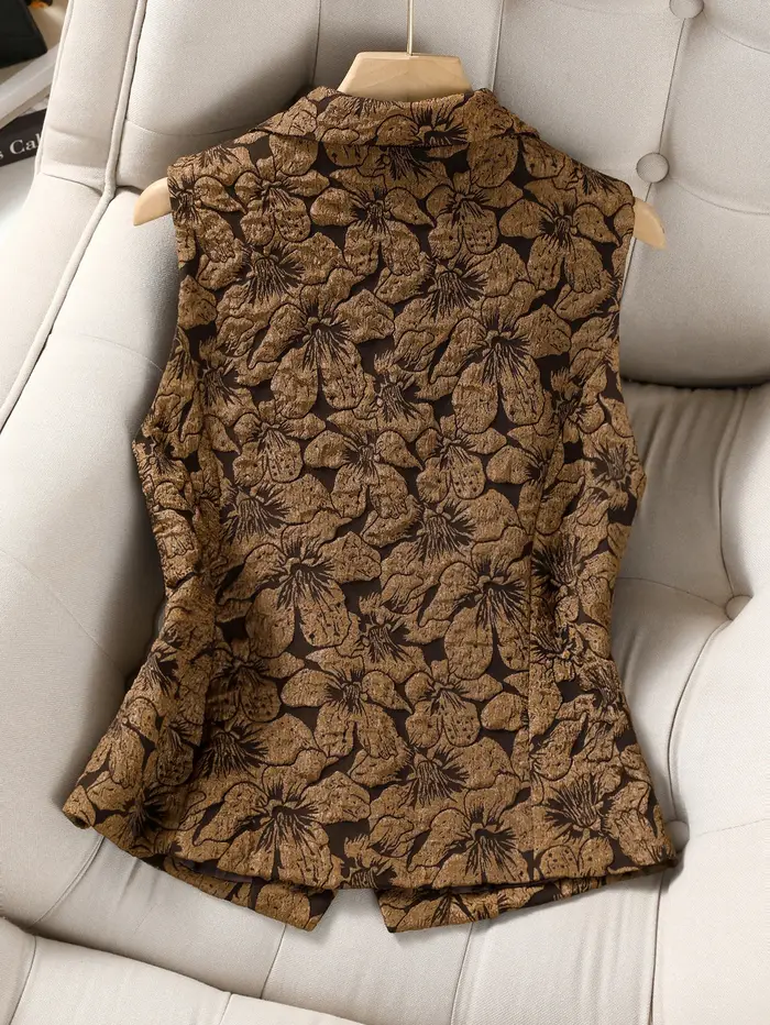 Gilet Blazer Jacquard sans manches pour femmes