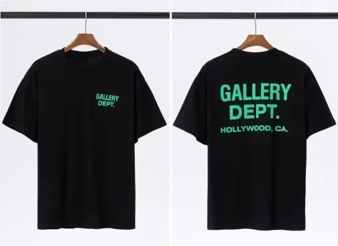 T-shirt GALLERY DEPT pour hommes avec imprimé noir et jaune, T-shirt streetwear California Hollywood