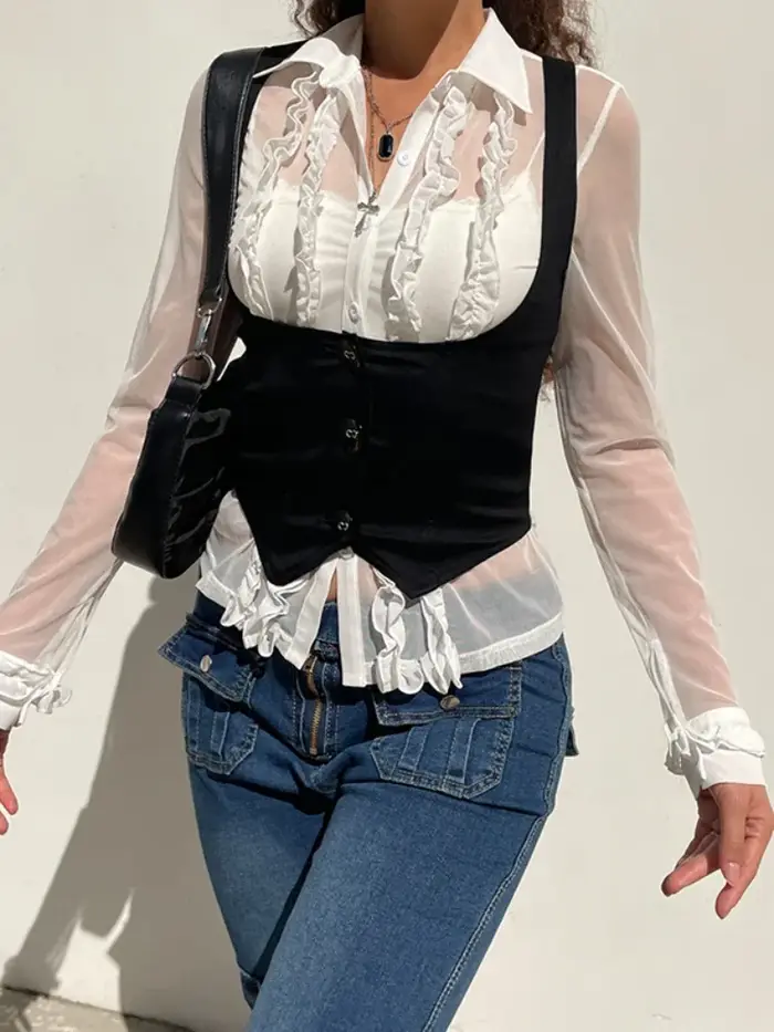 Orifice Goth-Corset Croisé Y2k pour Femme